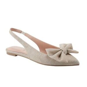 Bandolino Cream Slingback Flats with Bow Accent